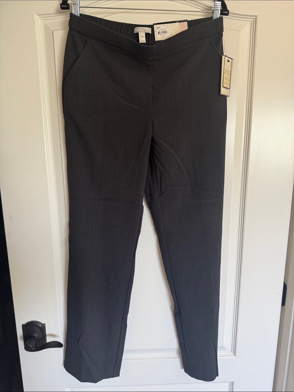 NWT Dana Buchman Charcoal Pull-On Straight Mid-Rise Pants Sz 10